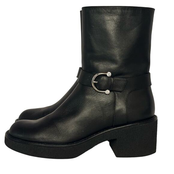Stuart Weitzman Mountain Buckle leather ankle boots size 11 EU 41.5